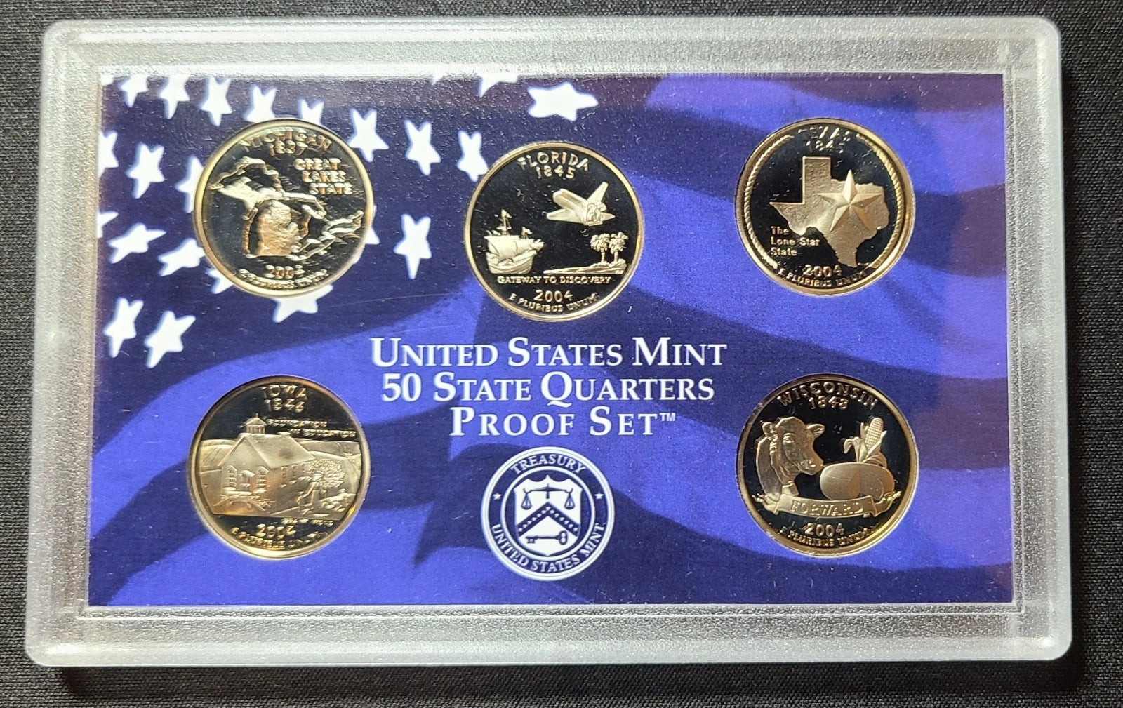 2004-S US Mint 50 State Quarters Proof Set 5 Coins with OGP & COA