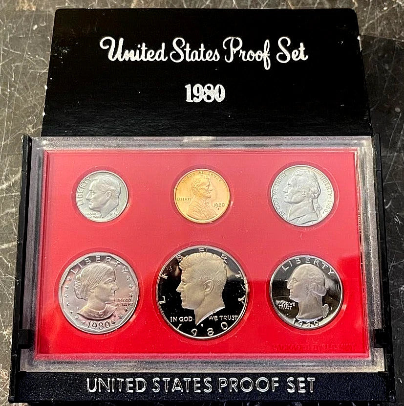1980-S US Mint Proof Set 6 Coins Susan B. Anthony Dollar
