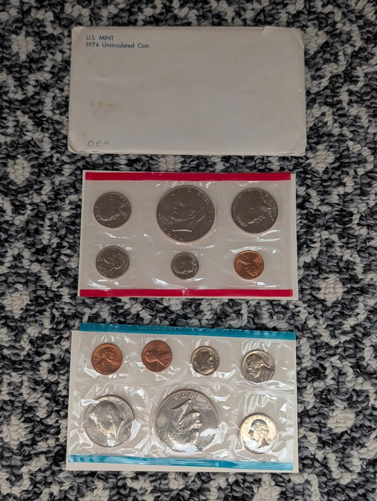 1974 P&D US Mint Uncirculated Set 13 Coins w/ Envelope