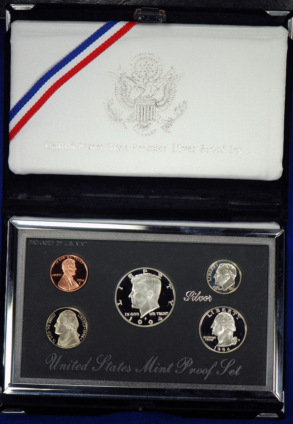 1994-S US Mint Premier Silver Proof Set 5 Coins with Custom Display Box