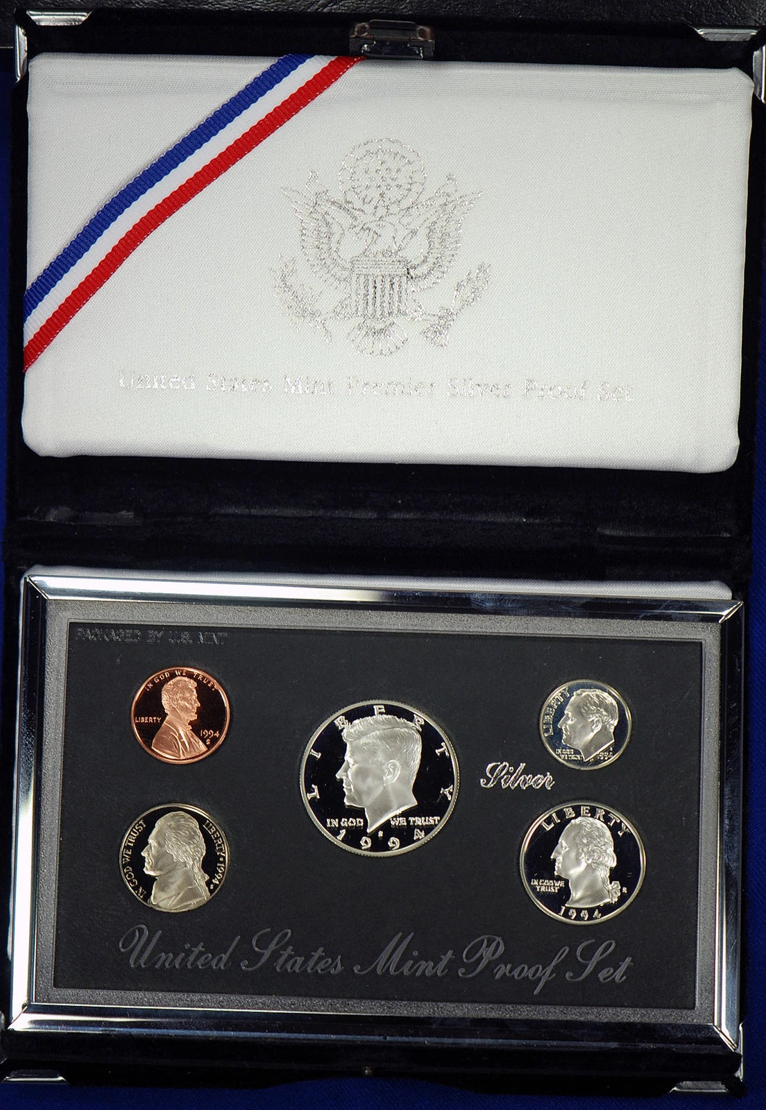 1994-S US Mint Premier Silver Proof Set 5 Coins with Custom Display Box