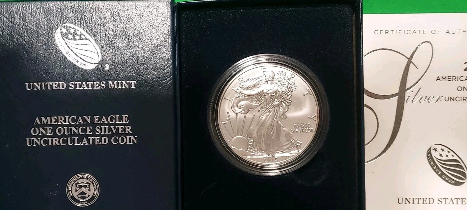 2015-W American Silver Eagle 1 oz Burnished Uncirculated Coin Box & COA