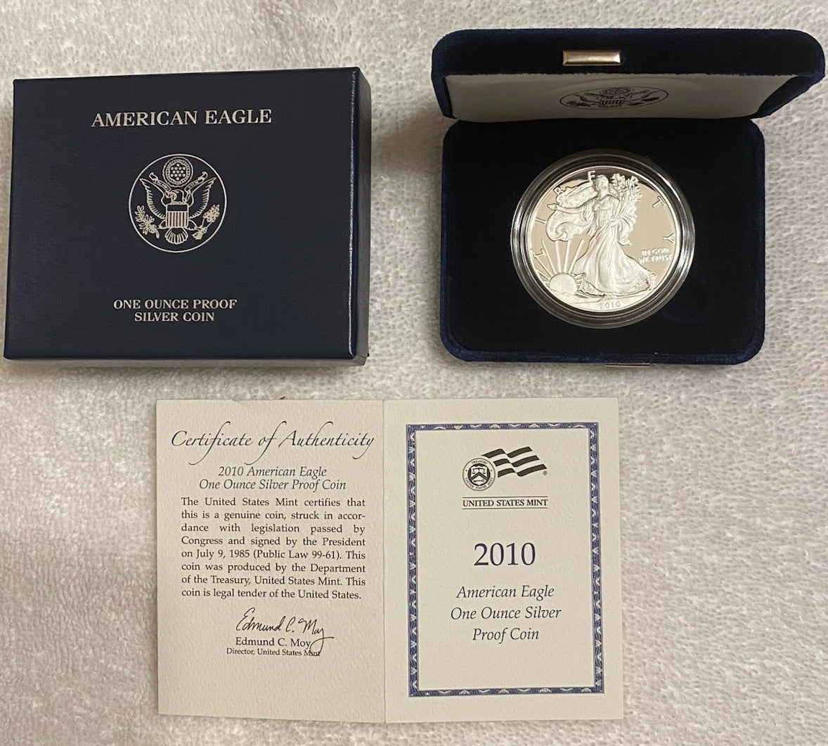 2010-W American Silver Eagle 1 oz Proof Silver Dollar Box & COA