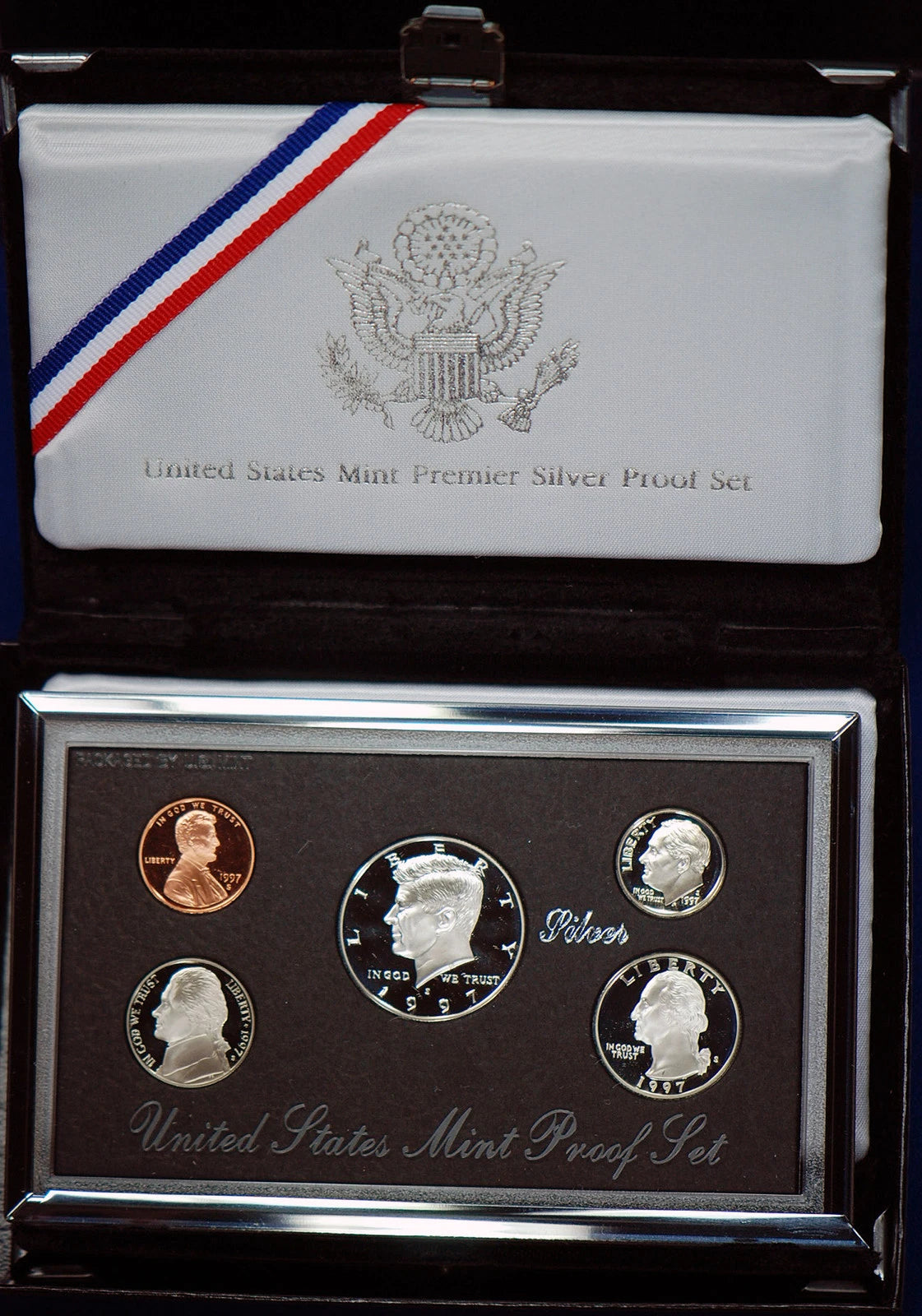 1997-S US Mint Premier Silver Proof Set 5 Coins with Custom Display Box & COA