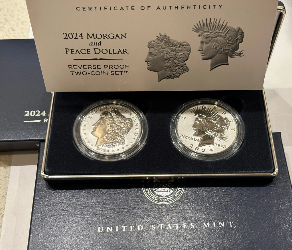 2024-S Reverse Proof Morgan & Peace Silver Dollar 2-Coin Set OGP & COA