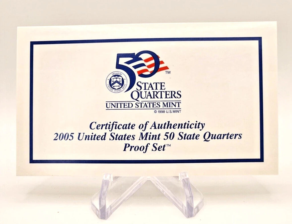 2005-S US Mint 50 State Quarters Proof Set 5 Coins with OGP & COA