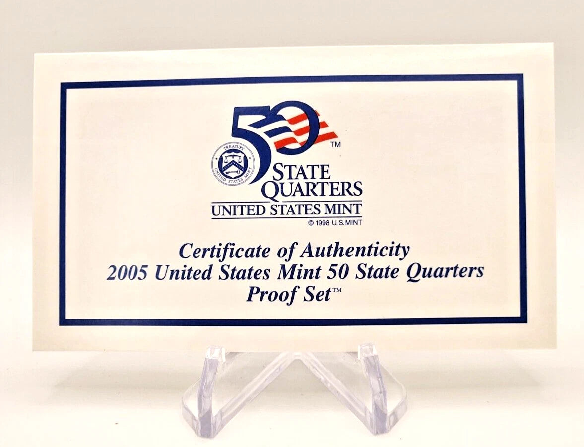 2005-S US Mint 50 State Quarters Proof Set 5 Coins with OGP & COA