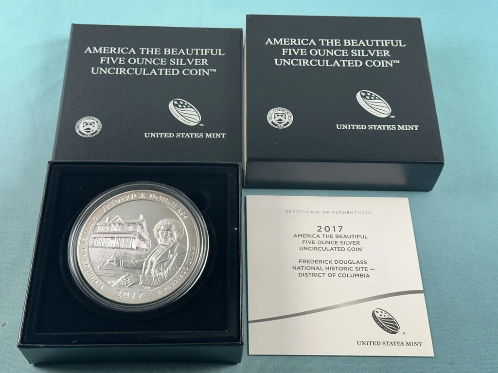 2017-P 5 oz .999 Fine Silver ATB Burnished Coin Frederick Douglass NHS