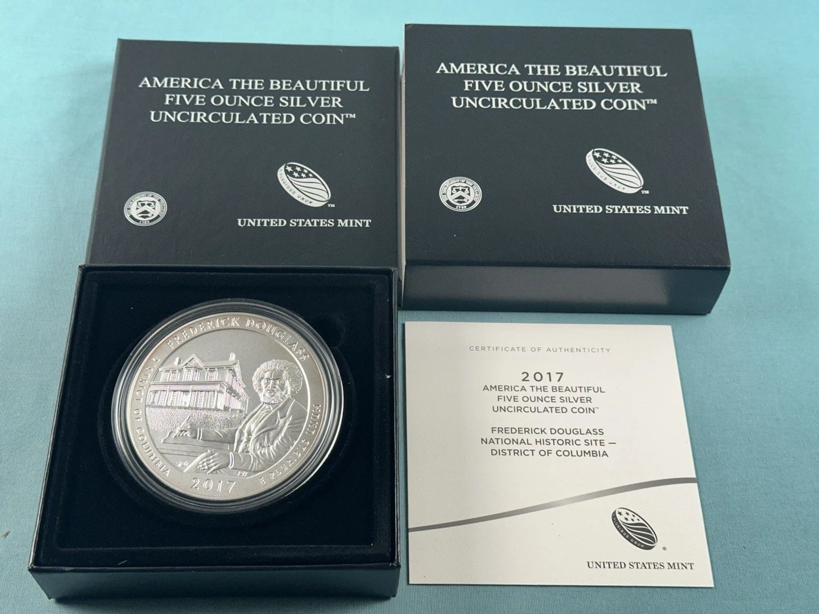 2017-P 5 oz .999 Fine Silver ATB Burnished Coin Frederick Douglass NHS