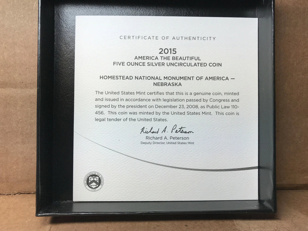 2015-P 5 oz .999 Fine Silver ATB Coin Homestead National Monument of America