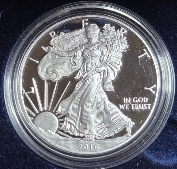 2016-W American Silver Eagle 1 oz Proof Coin 30th Anniversary Lettered Edge OGP & COA