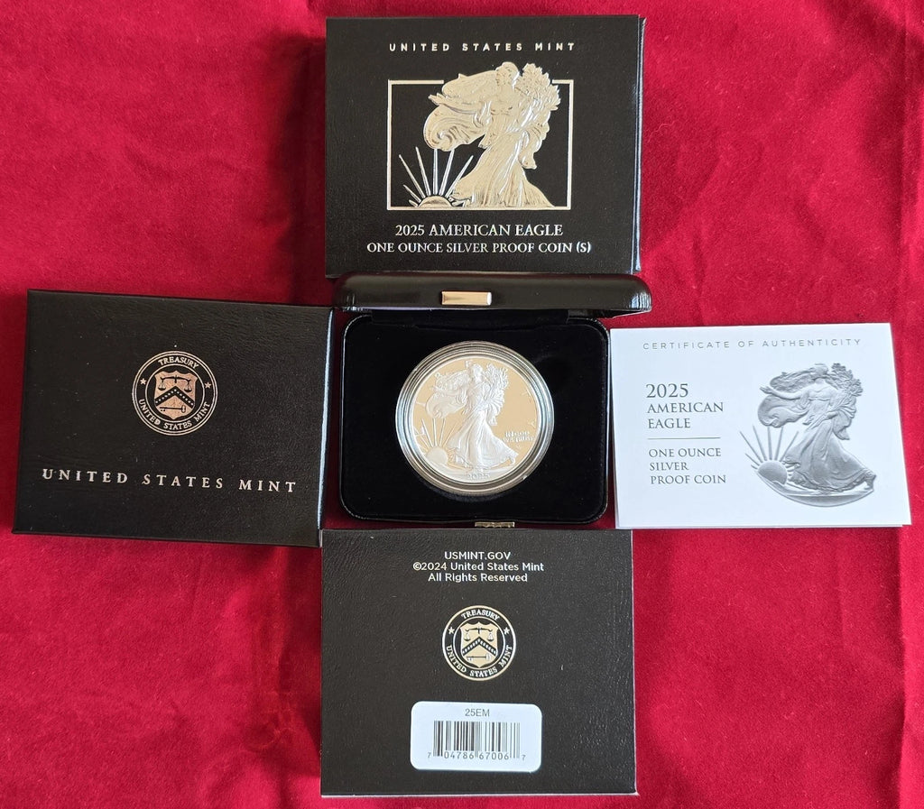 2025-S American Silver Eagle 1 oz Proof Silver Dollar Box & COA