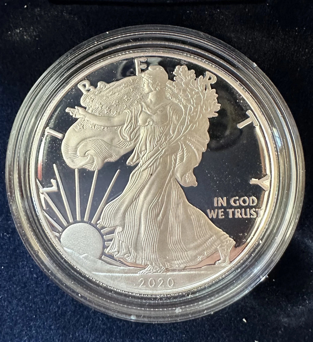 2020-S American Silver Eagle 1 oz Proof Silver Dollar Capsule Box & COA