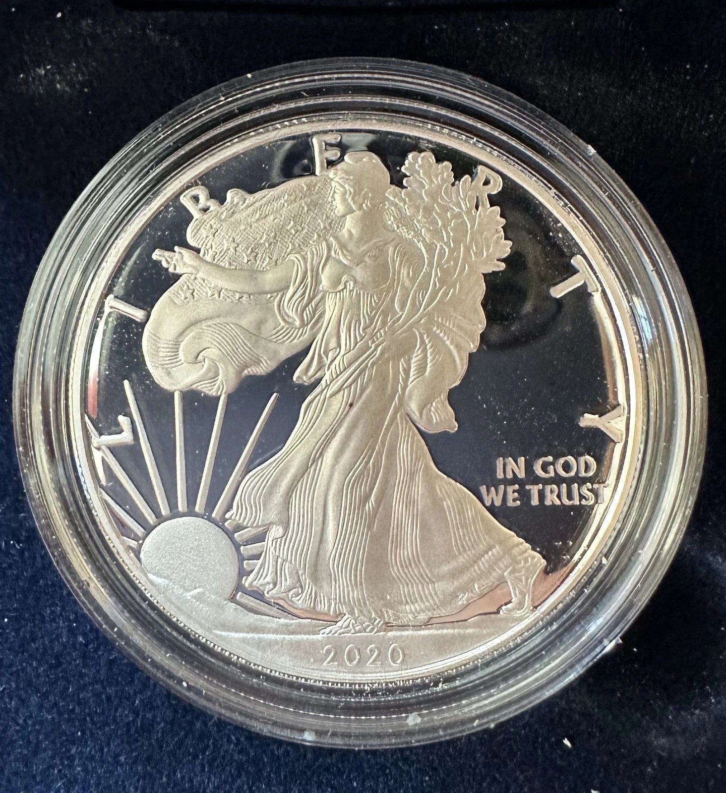 2020-S American Silver Eagle 1 oz Proof Silver Dollar Capsule Box & COA