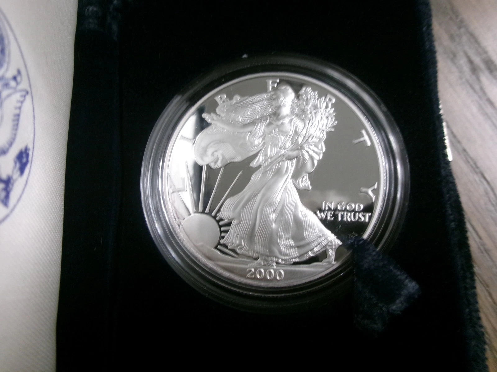 2000-W American Silver Eagle 1 oz Proof Silver Dollar Box & COA