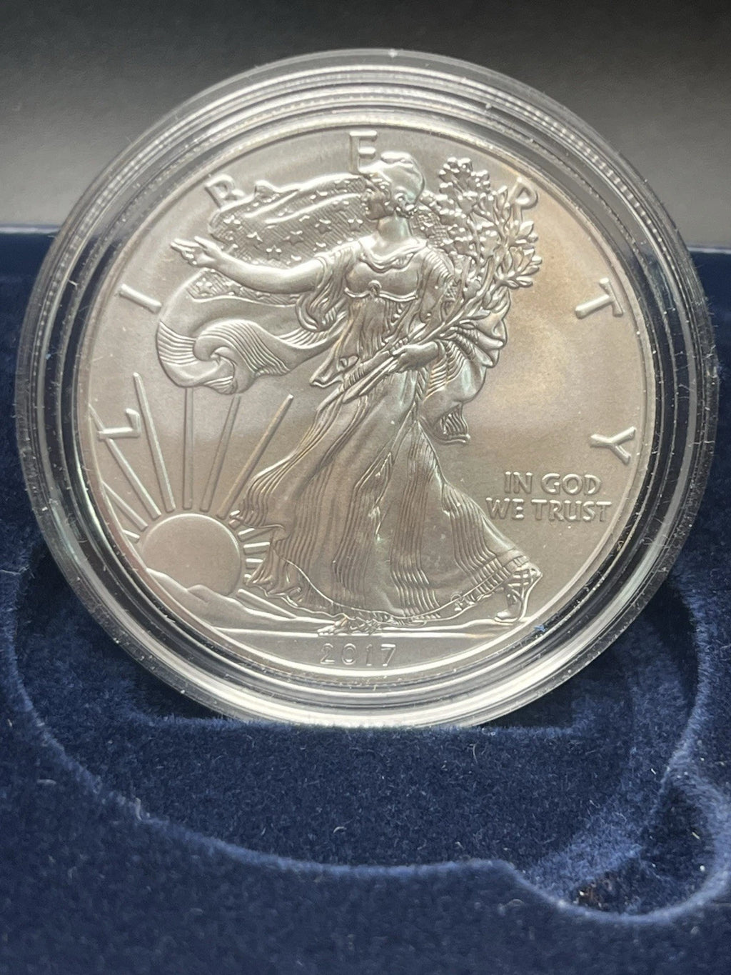 2017-W American Silver Eagle 1 oz Burnished Uncirculated Coin Original Box & COA