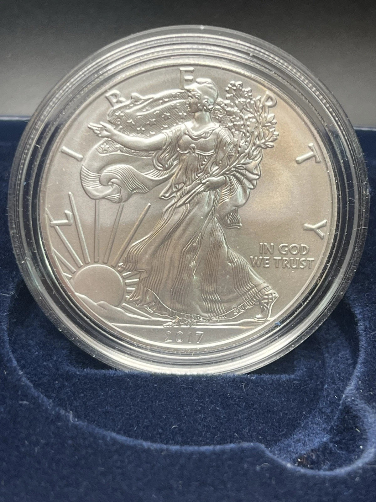 2017-W American Silver Eagle 1 oz Burnished Uncirculated Coin Original Box & COA