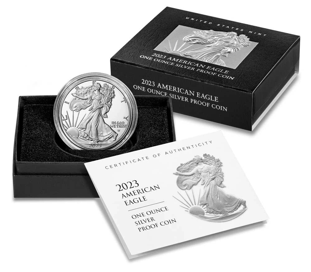 2023-W American Silver Eagle 1 oz Proof Silver Dollar Box & COA