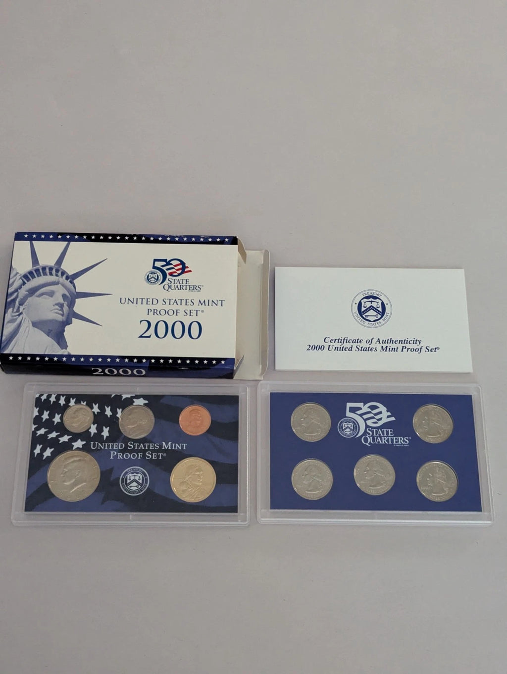 2000-S US Mint Proof Set 10 Coins w/ Box & COA