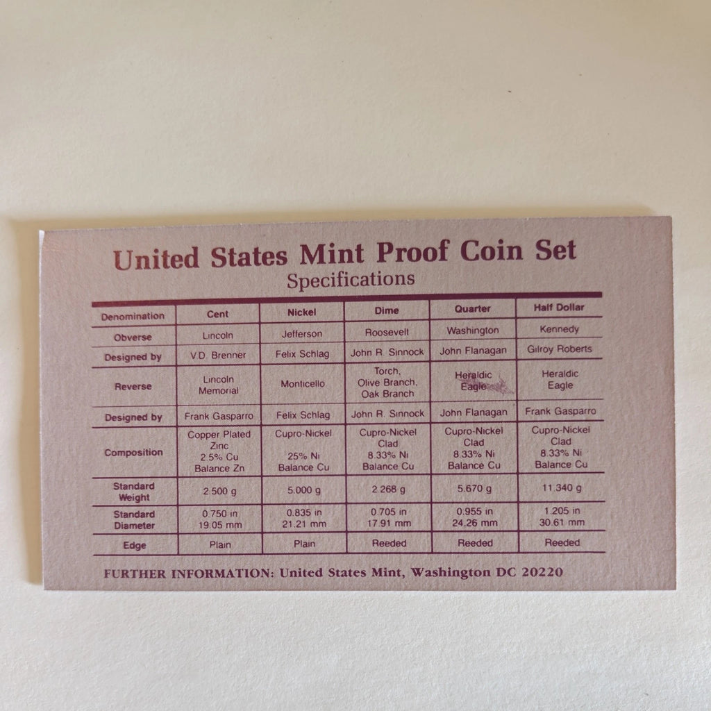 1990-S US Mint Clad Proof Set 5 Coins with OGP & COA