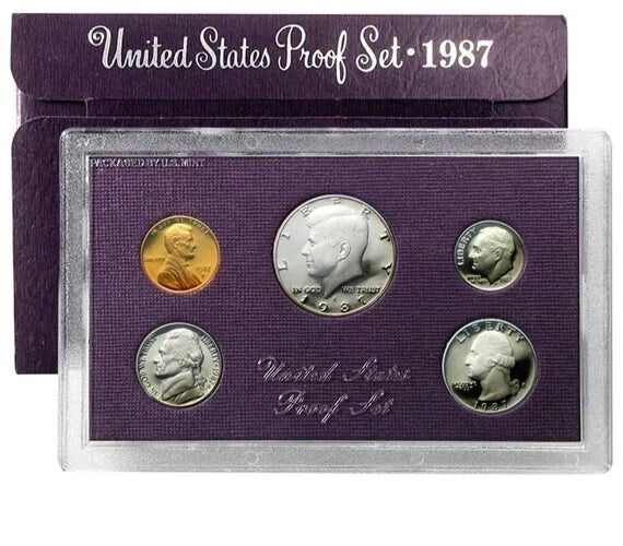 1987-S US Mint Proof Set 5 Coins with OGP Includes Kennedy Half Dollar
