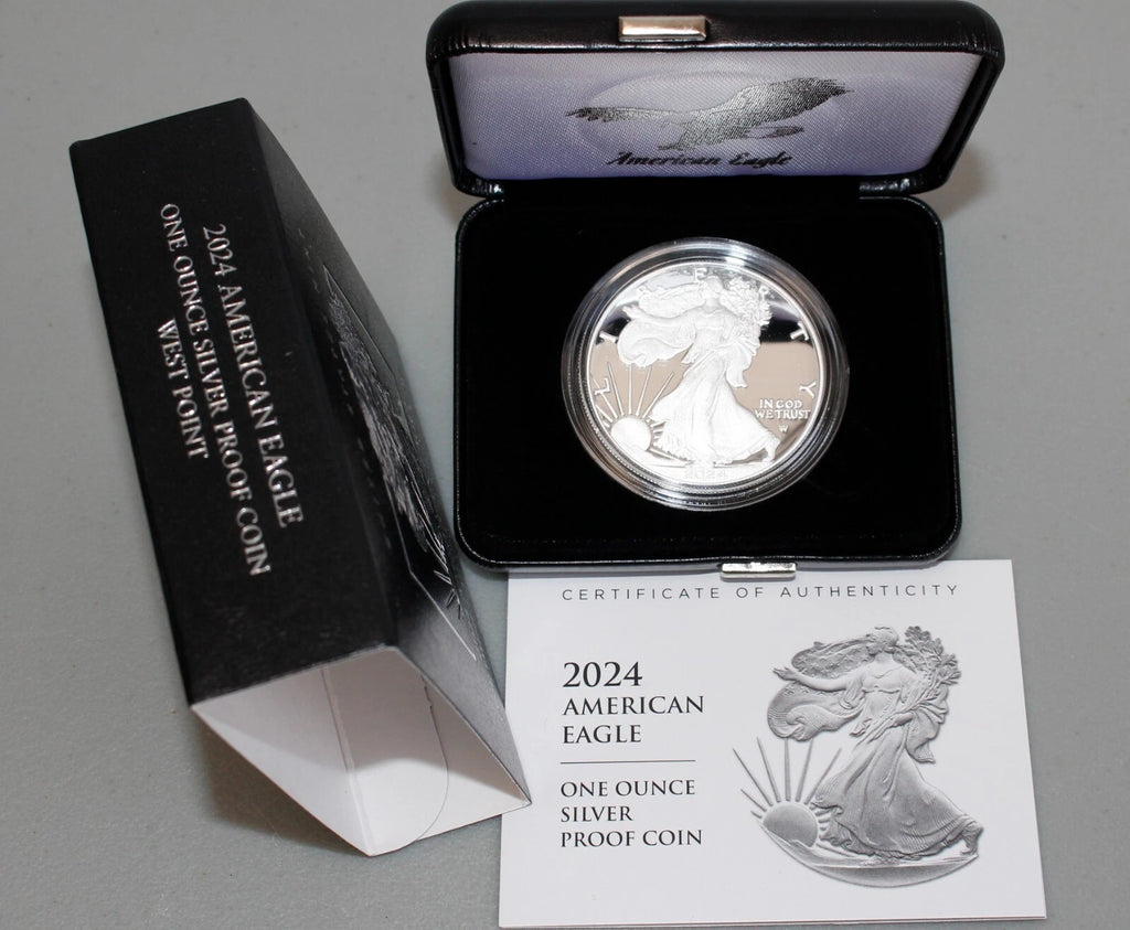 2024-W American Silver Eagle 1 oz Proof Silver Dollar Box & COA West Point