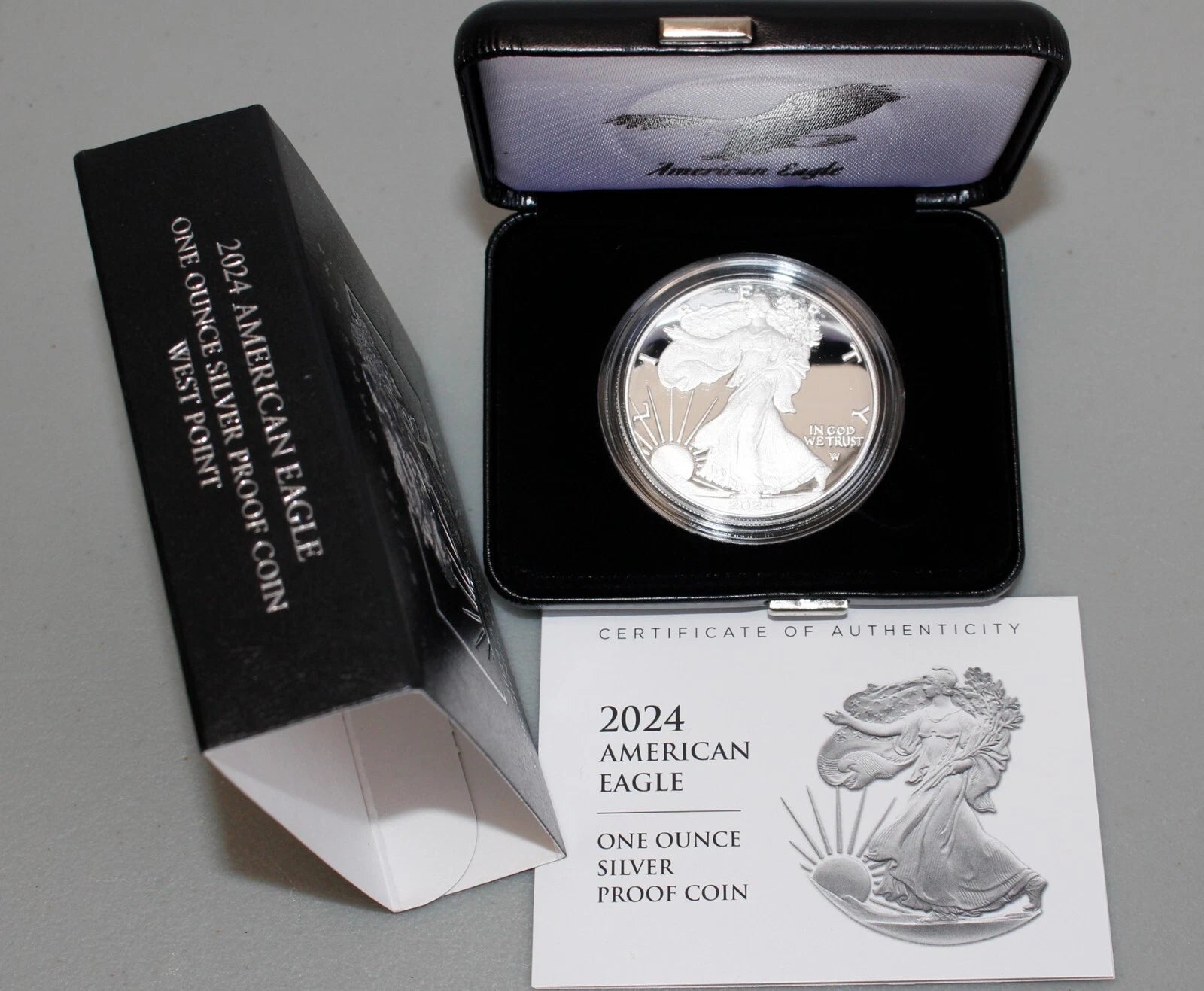 2024-W American Silver Eagle 1 oz Proof Silver Dollar Box & COA West Point