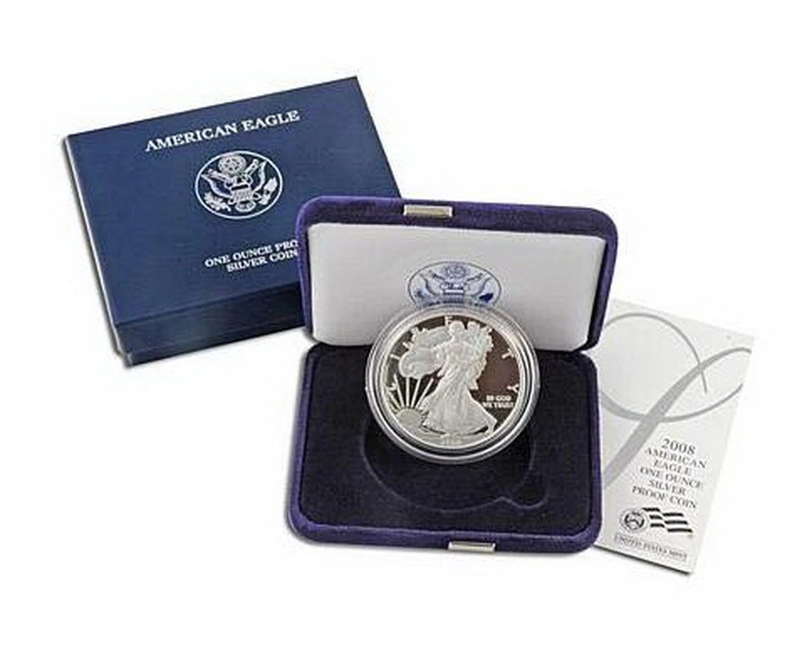 2008-W American Silver Eagle 1 oz Proof Silver Dollar Box & COA