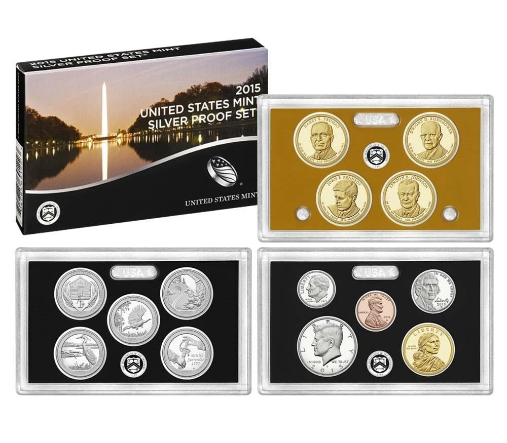 2015-S US Mint Silver Proof Set 14 Coins Native American Dollar & ATB Quarters