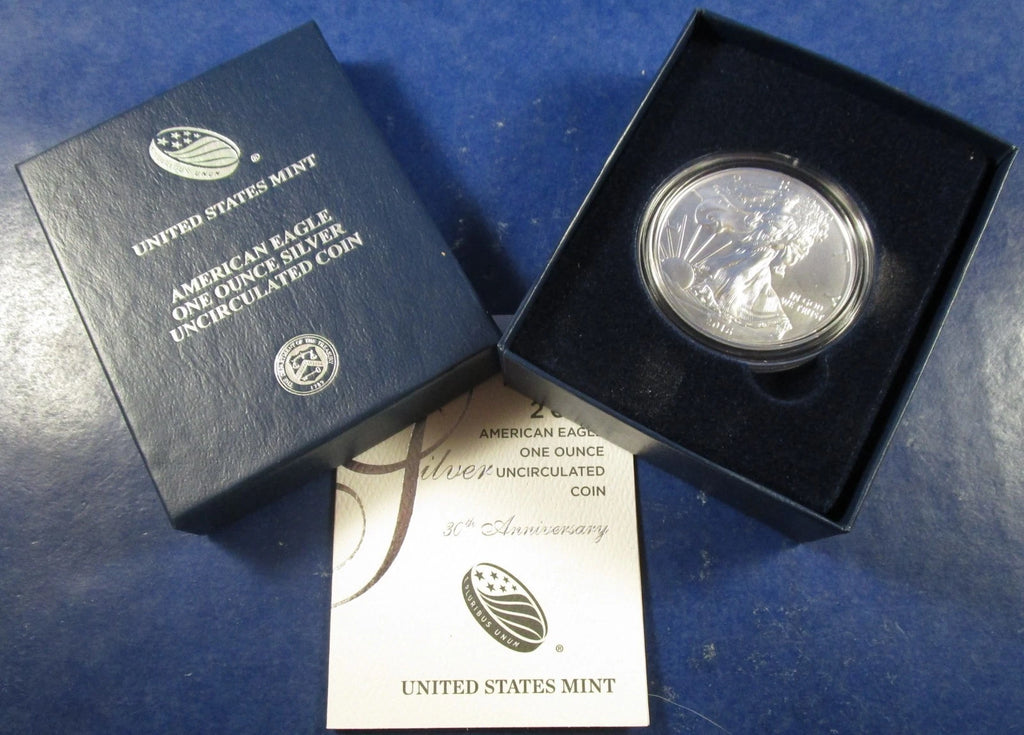 2016-W American Silver Eagle 1 oz Burnished Uncirculated Coin Box & COA
