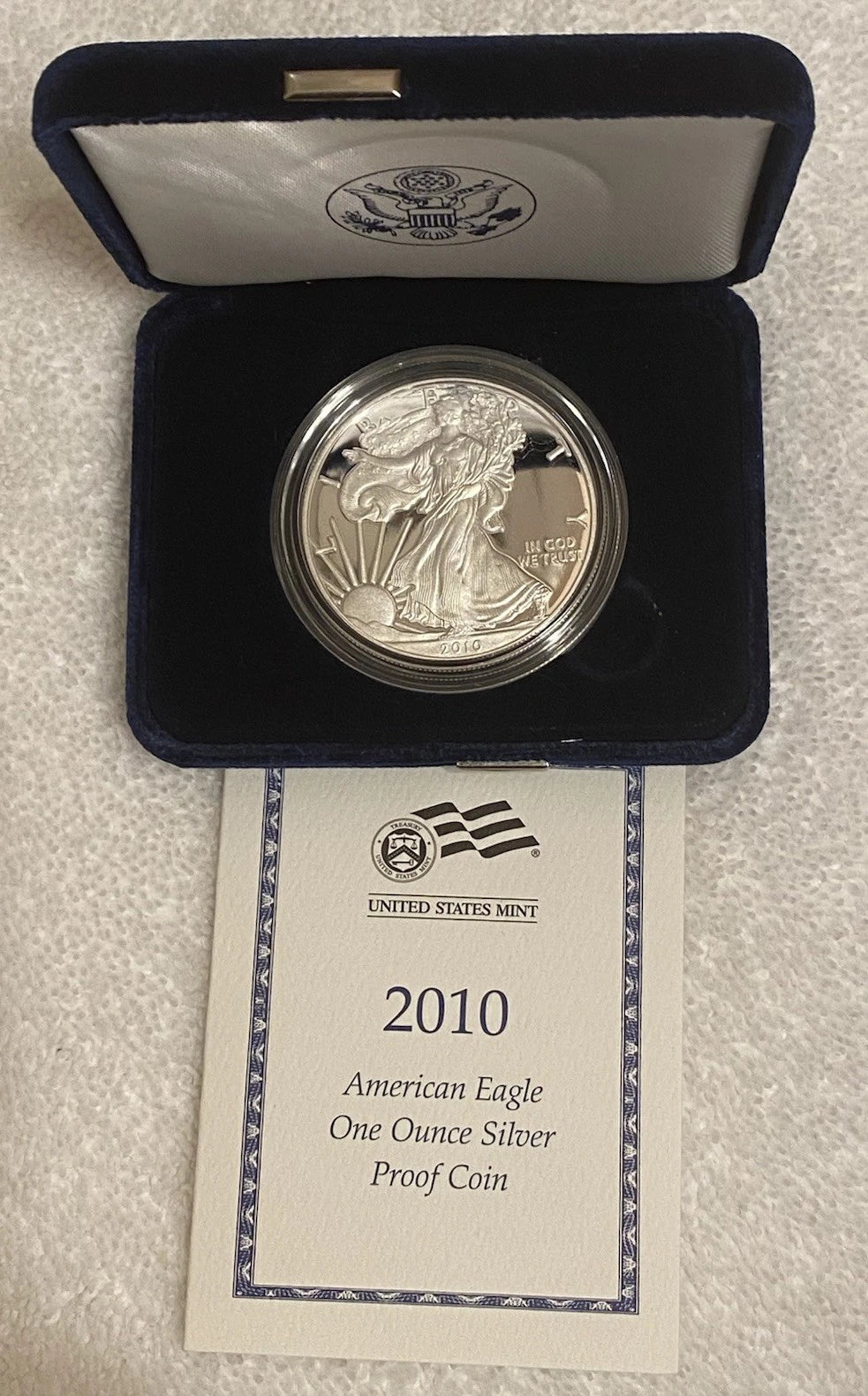 2010-W American Silver Eagle 1 oz Proof Silver Dollar Box & COA