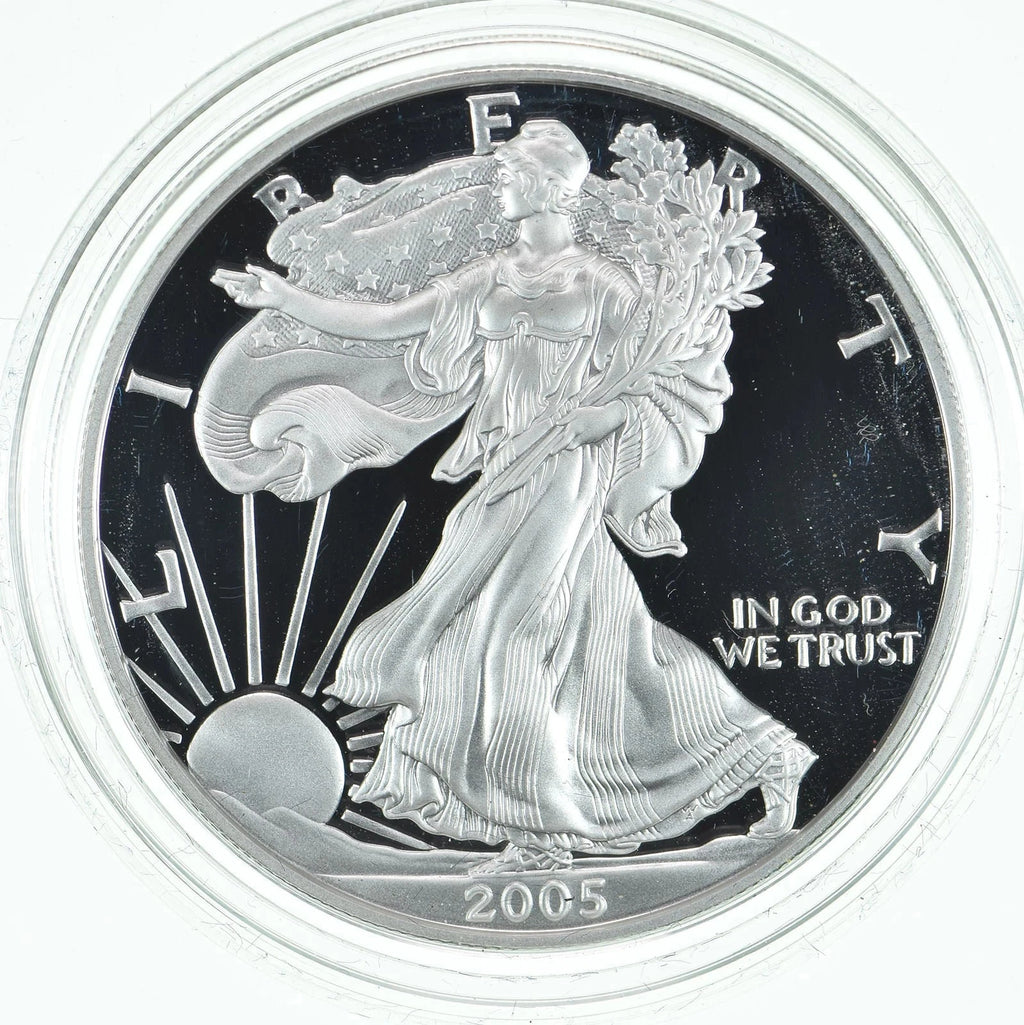 2005-W American Silver Eagle 1 oz Burnished Uncirculated Coin Box & COA