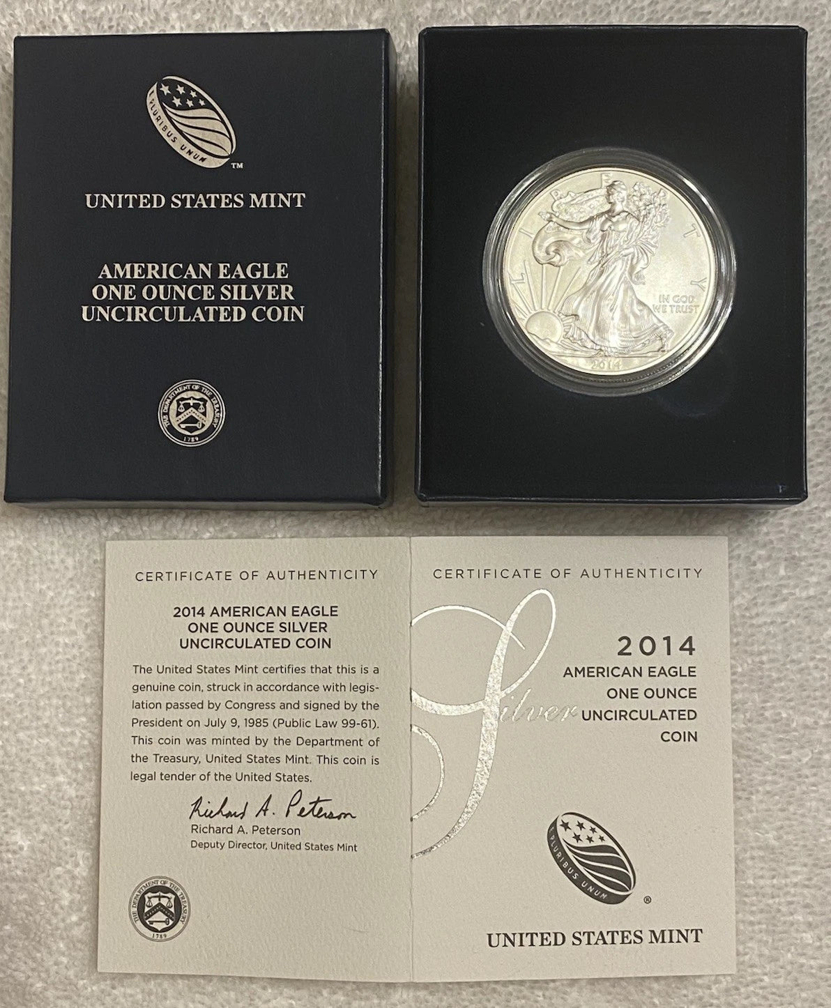 2014-W American Silver Eagle 1 oz Proof Silver Dollar Box & COA
