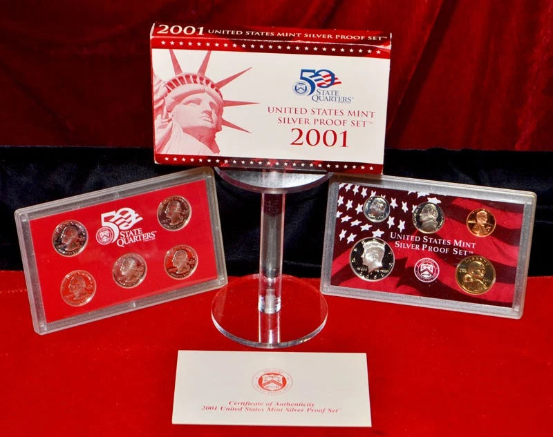 2001-S US Mint Silver Proof Set 10 Coins w/ Box & COA