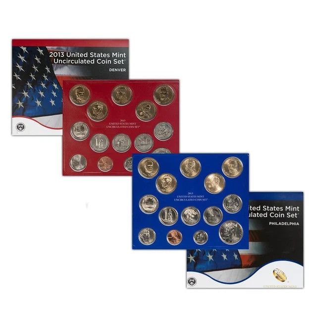2013 P&D US Mint Uncirculated Set 28 Coins Box