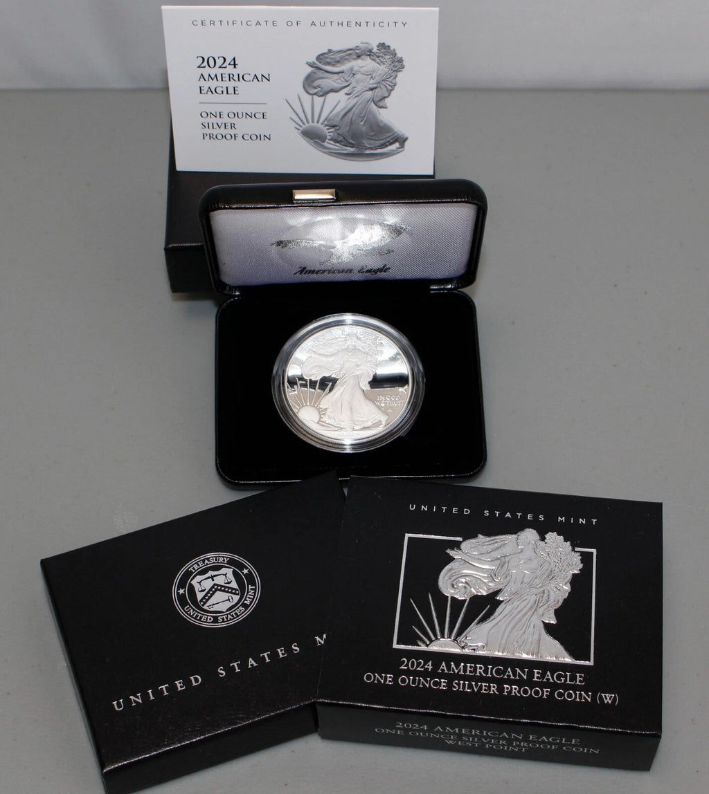 2024-W American Silver Eagle 1 oz Proof Silver Dollar Box & COA West Point