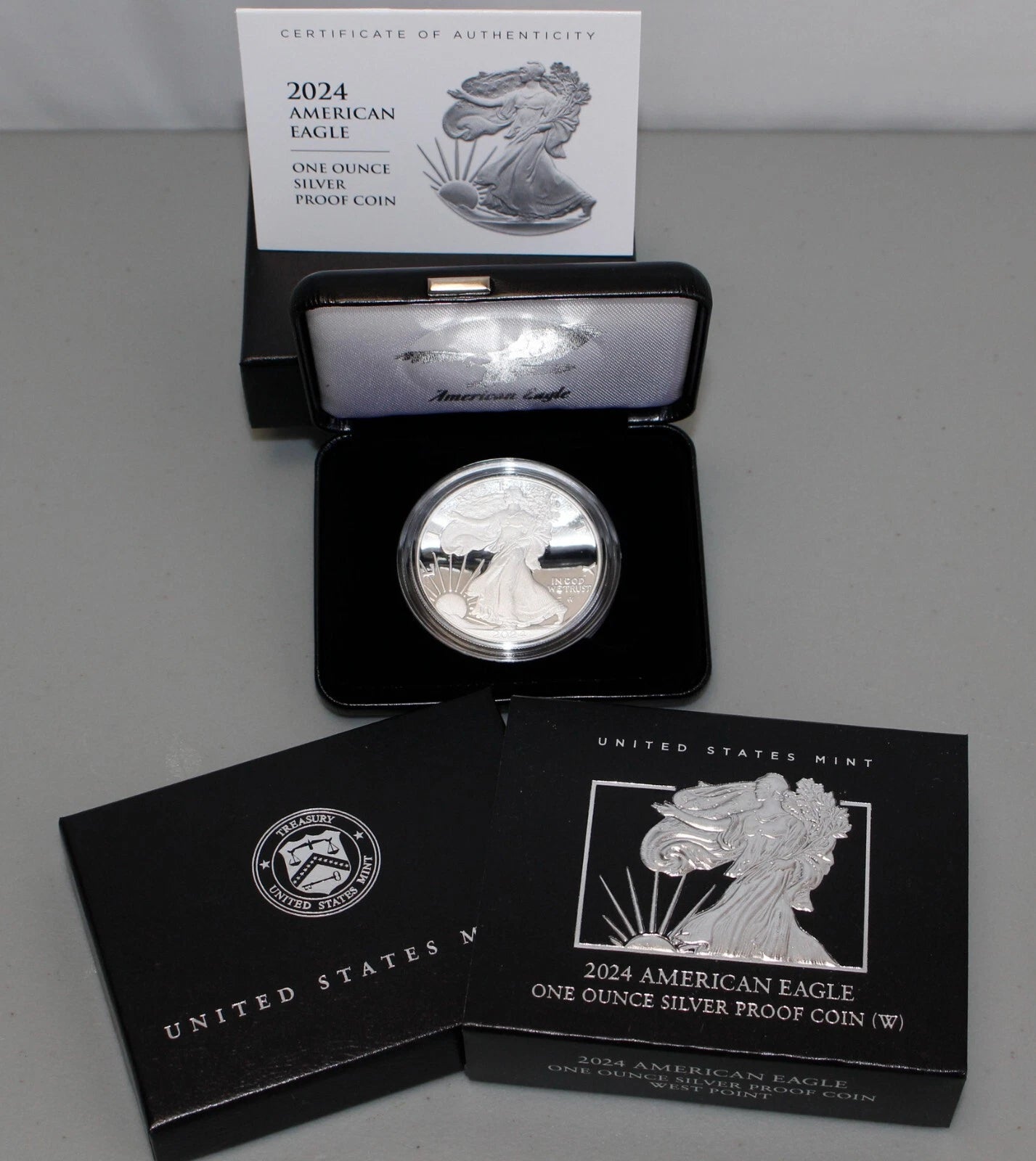 2024-W American Silver Eagle 1 oz Proof Silver Dollar Box & COA West Point
