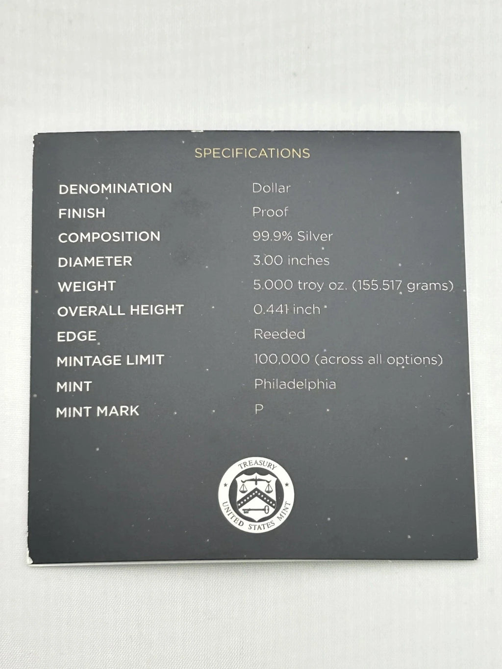 2019-P Apollo 11 50th Anniversary 5 oz Proof Silver Dollar OGP