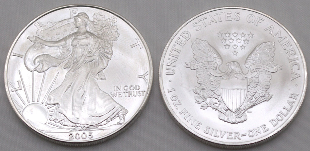 2005 American Silver Eagle 1 oz .999 Fine Silver Bullion Coin 20-Coin Roll Original Tube