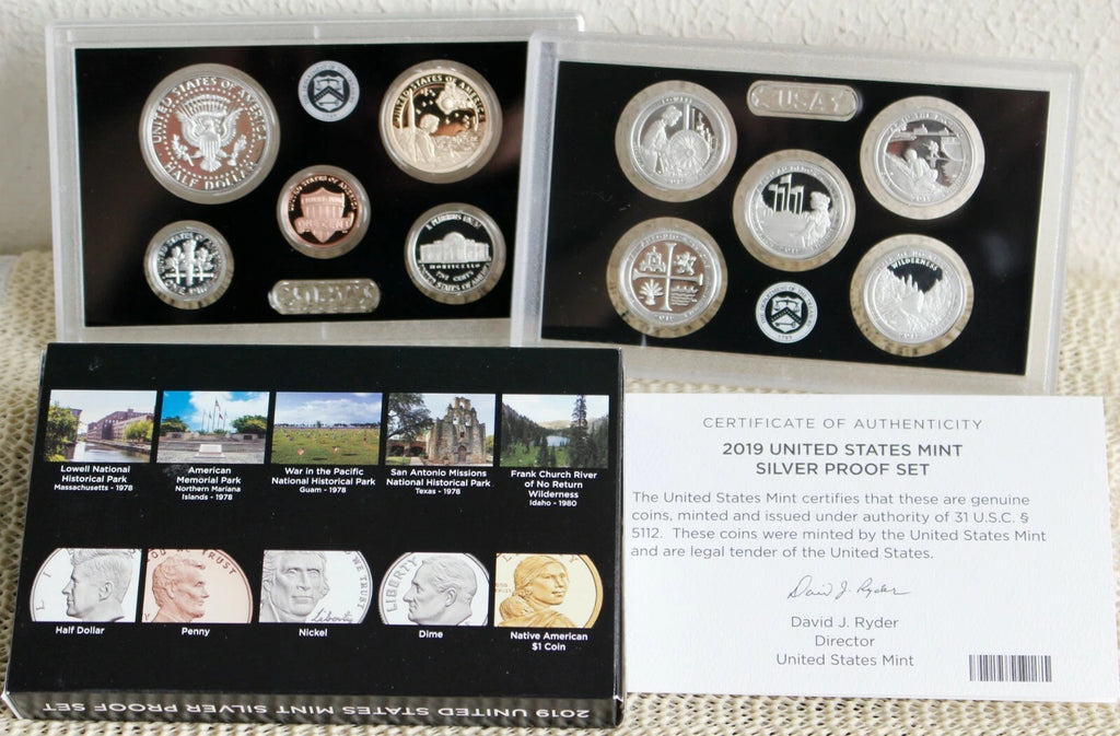 2019-S US Mint Silver Proof Set 10 Coins w/ Box & COA