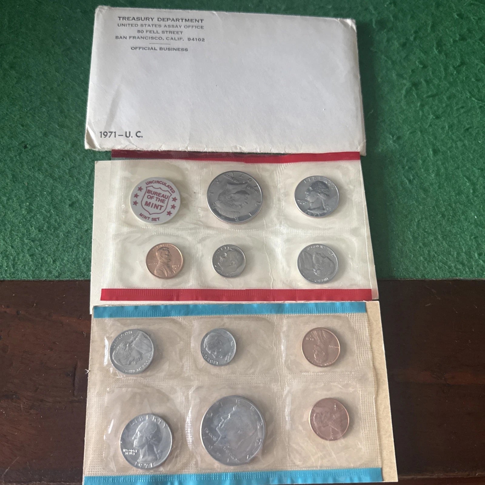1971 P-D-S US Mint Uncirculated Set 11 Coins Original Cello & Envelope