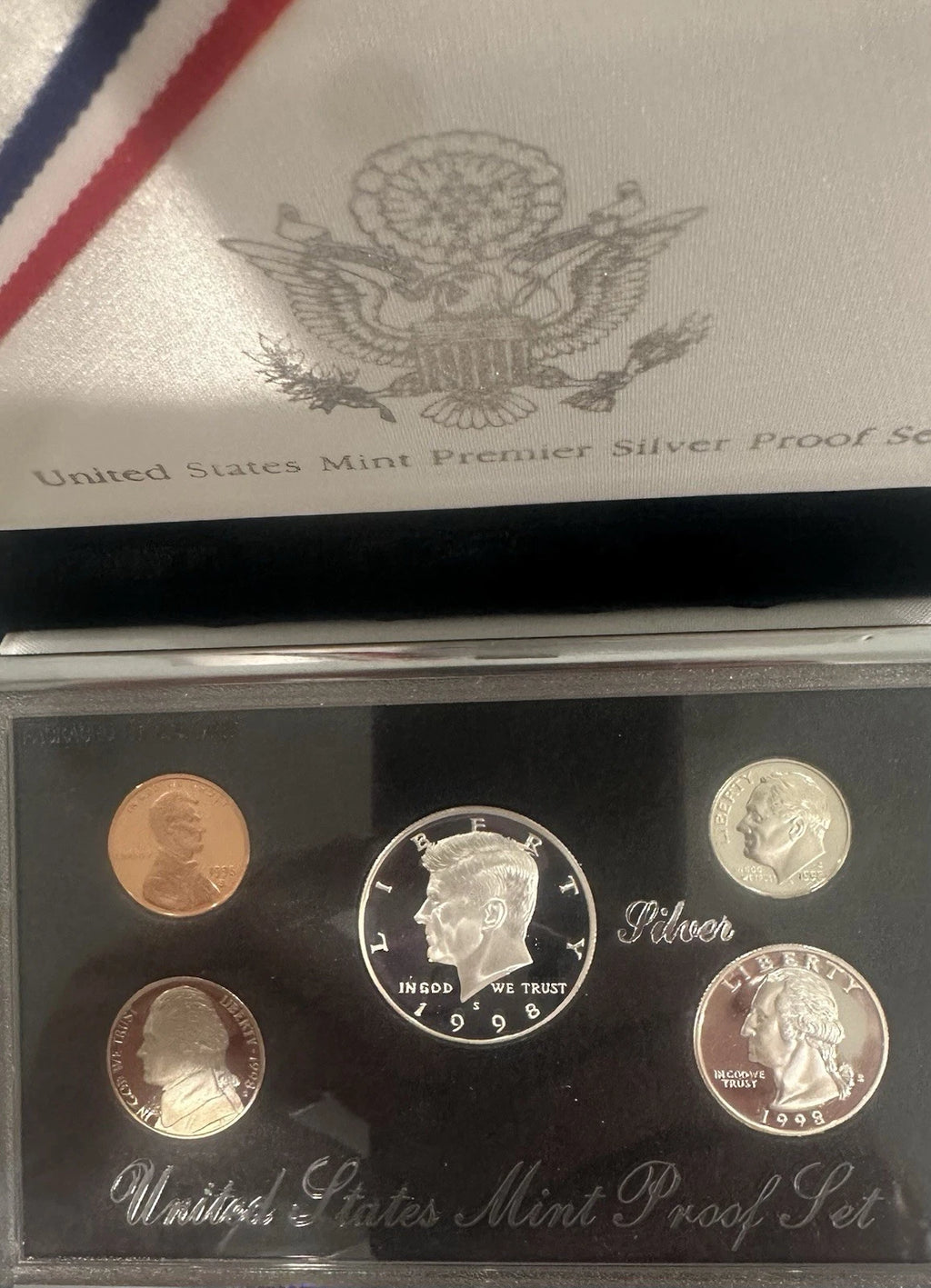 1998-S US Mint Premier Silver Proof Set 5 Coins w/ Box & COA