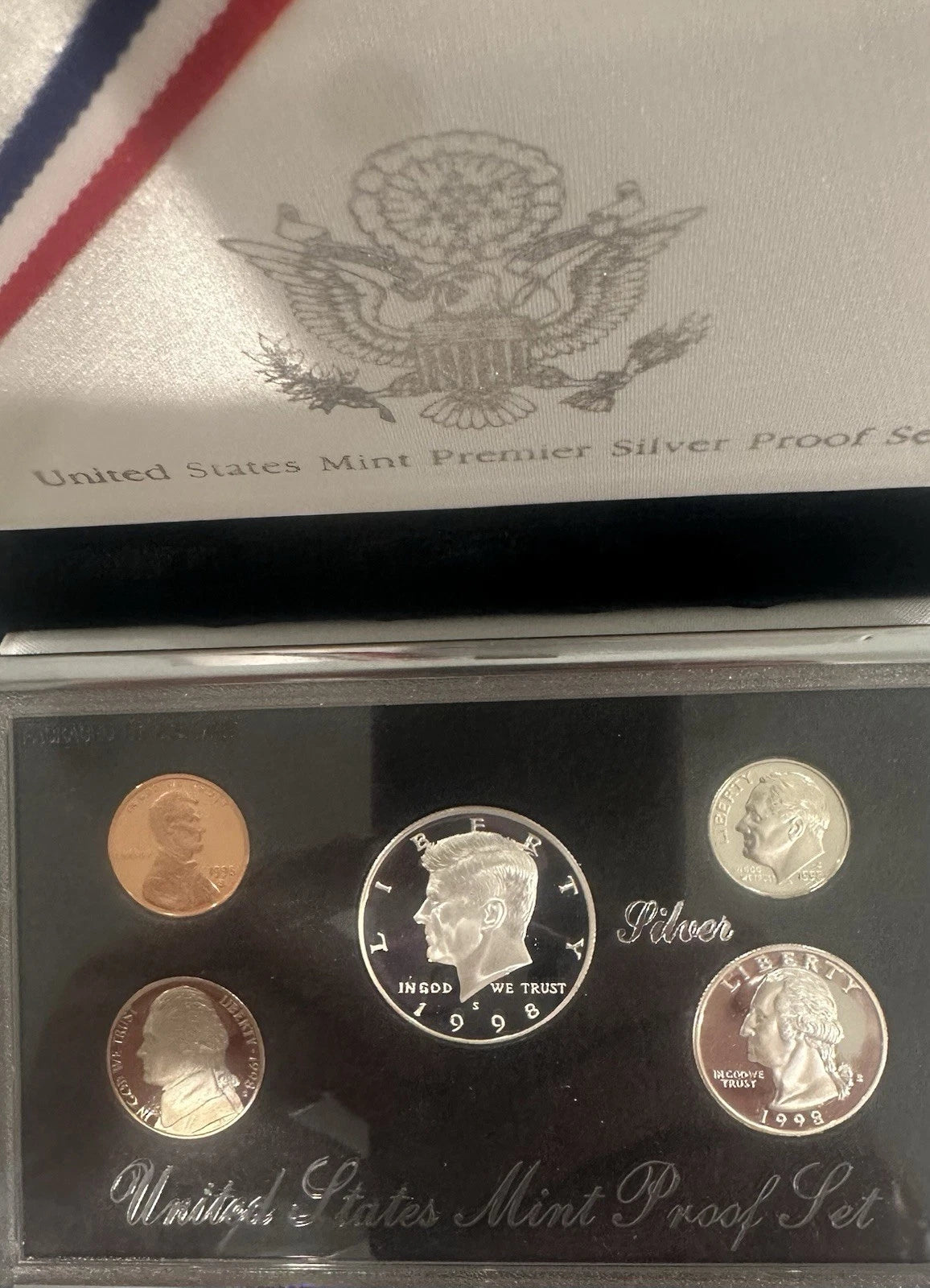 1998-S US Mint Premier Silver Proof Set 5 Coins w/ Box & COA