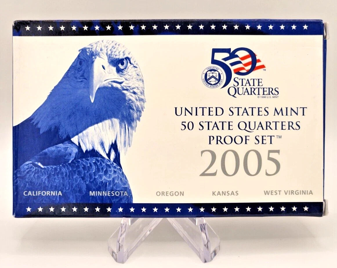2005-S US Mint 50 State Quarters Proof Set 5 Coins with OGP & COA