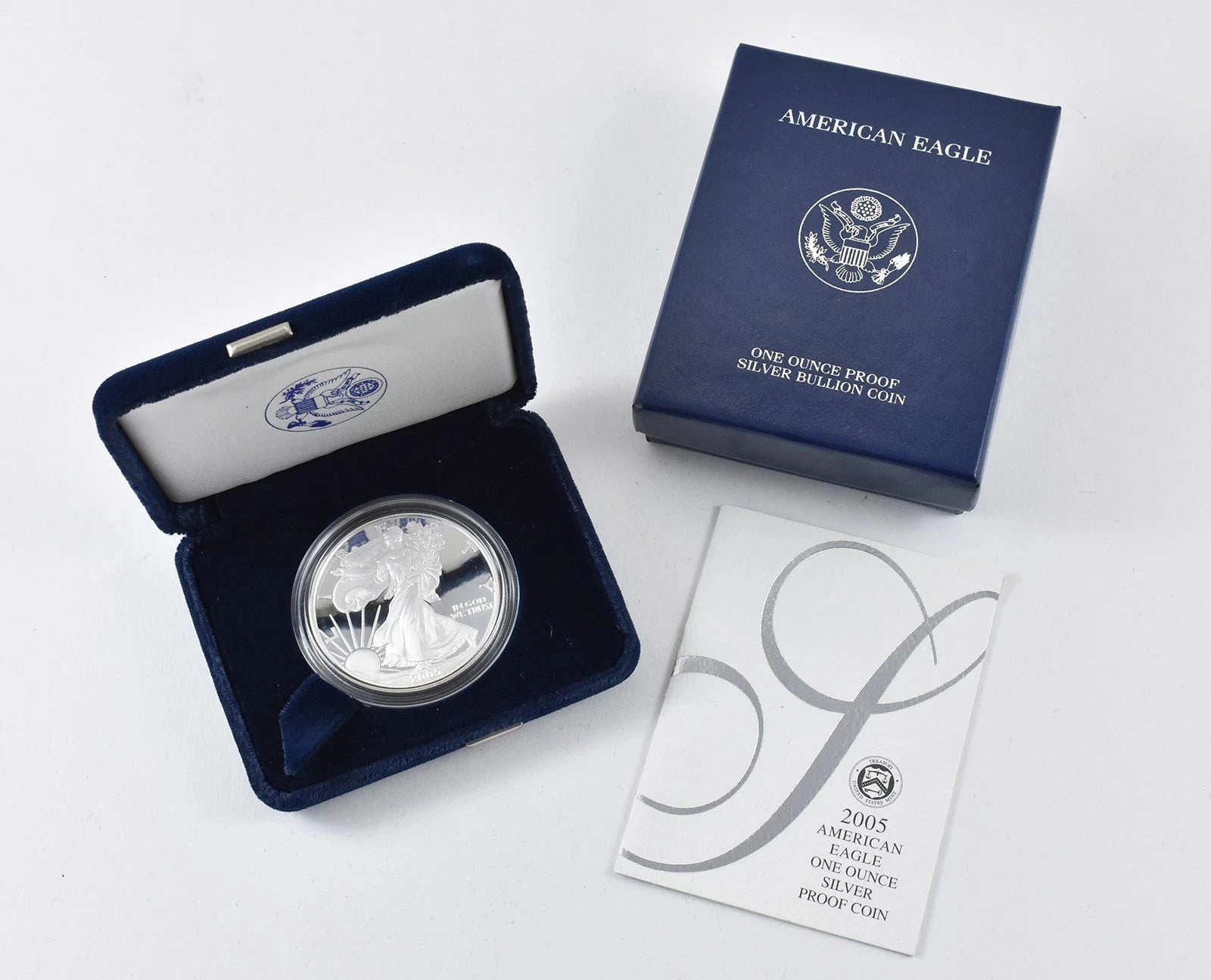 2005-W American Silver Eagle 1 oz Burnished Uncirculated Coin Box & COA