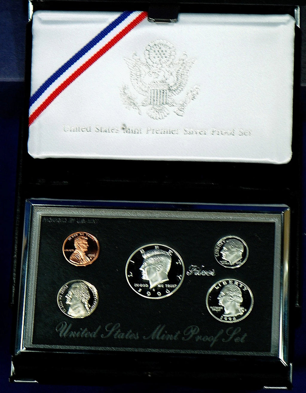 1996-S US Mint Premier Silver Proof Set 5 Coins with Custom Display Box