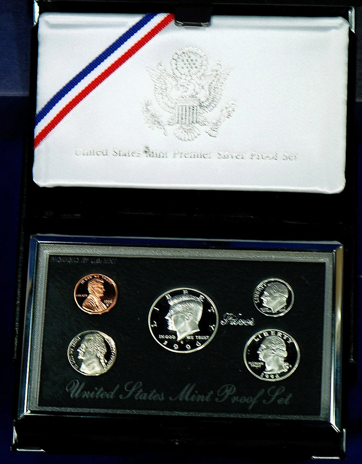 1996-S US Mint Premier Silver Proof Set 5 Coins with Custom Display Box