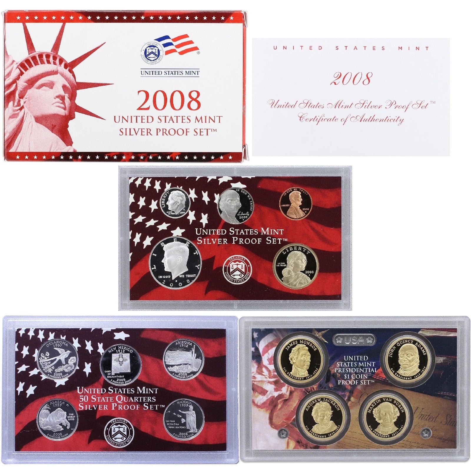 2008-S US Mint Silver Proof Set 14 Coins w/ Box & COA