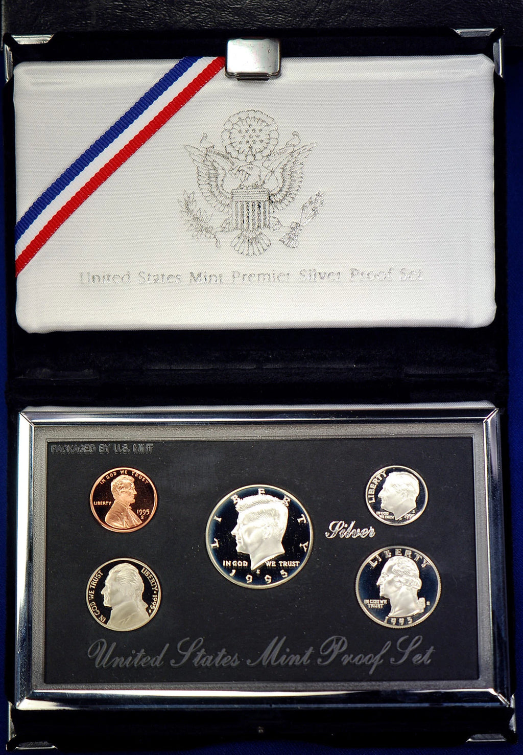 1995-S US Mint Premier Silver Proof Set 5 Coins with Custom Display Box