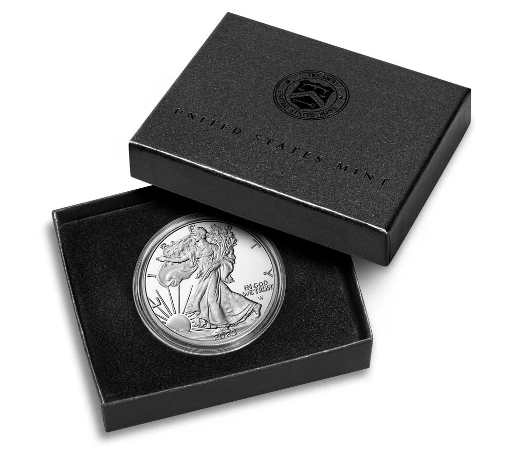 2023-W American Silver Eagle 1 oz Proof Silver Dollar Box & COA